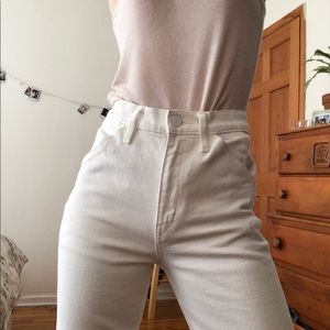 Uniqlo High Waisted white cream straight leg jeans